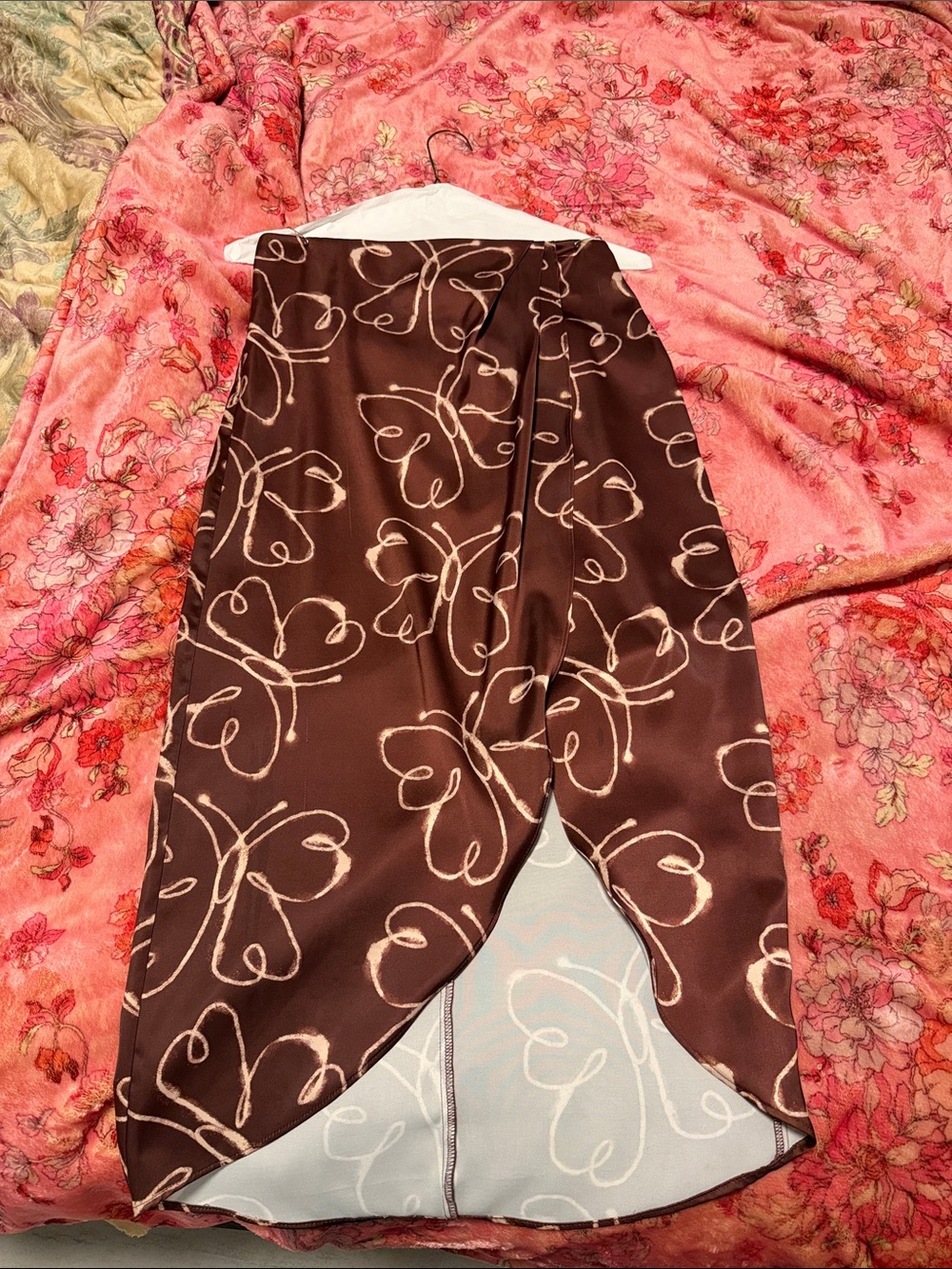 Urban Outfitters Brown Skirt with Cream Butterfly Outline